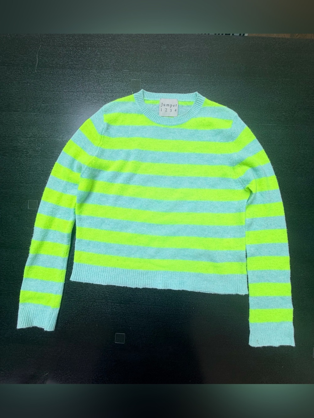 Jumper 1234 blue and Neon Stripped Crewneck Sweater